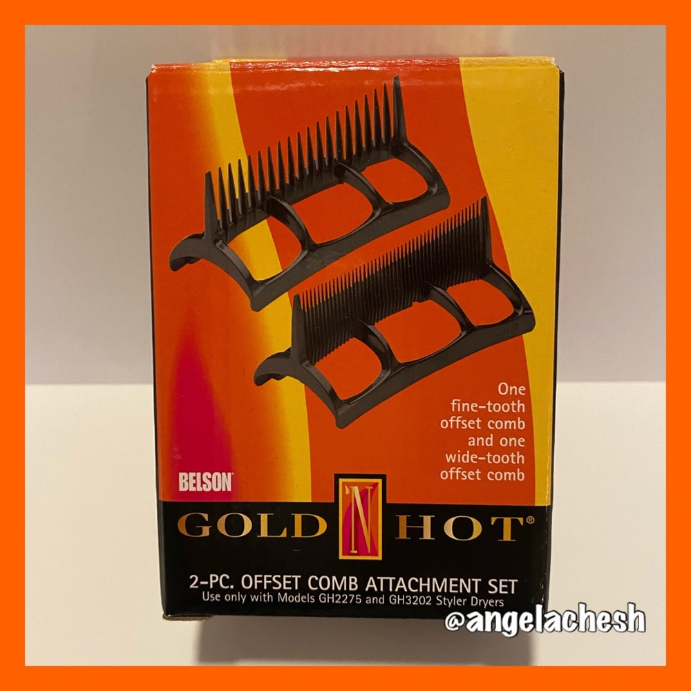 💇🏼‍♀️ Gold N Hot 2-PC Offset Comb & Brush Attachment Set